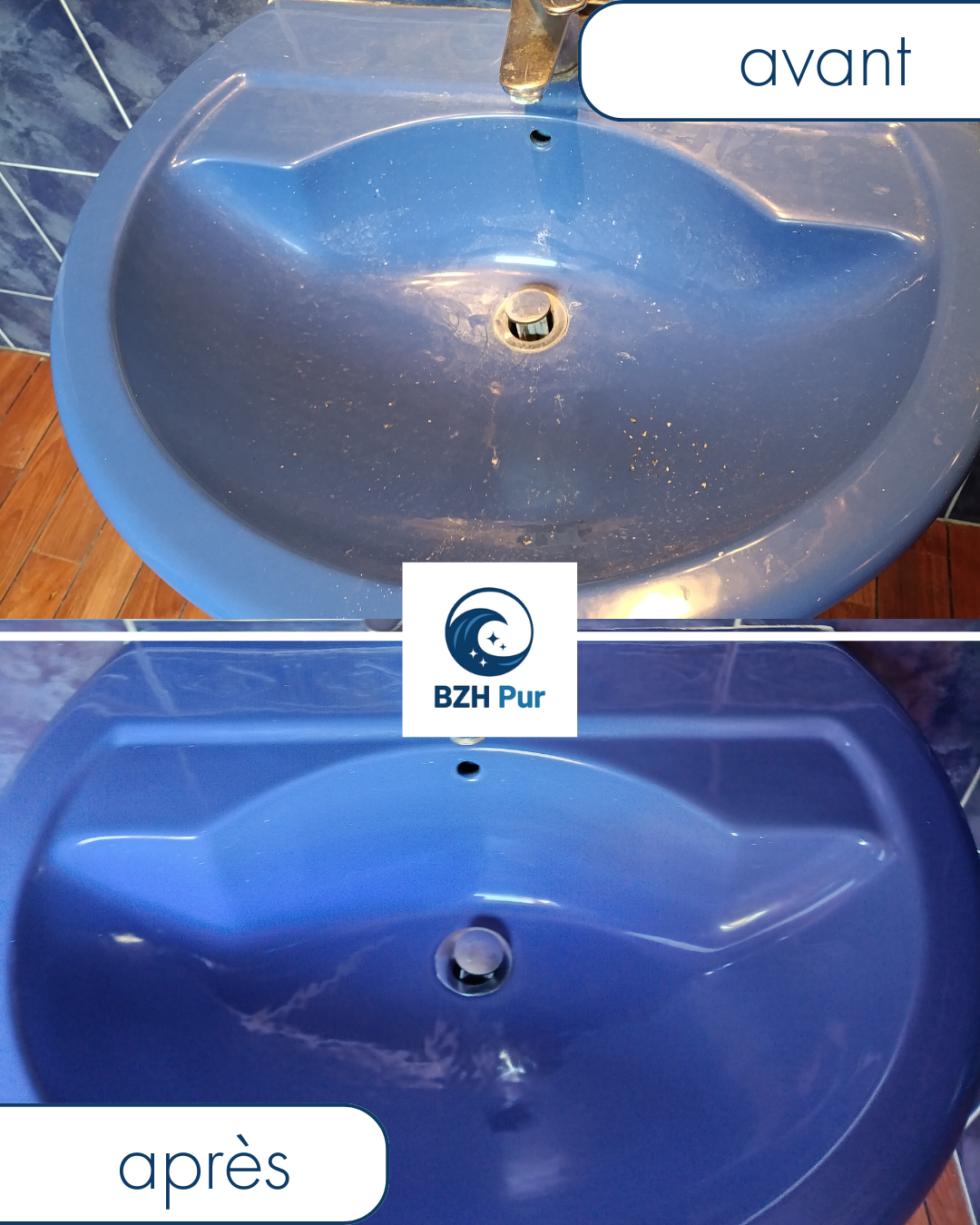 avant après lavabo laitance nettoyage fin de chantier concarneau