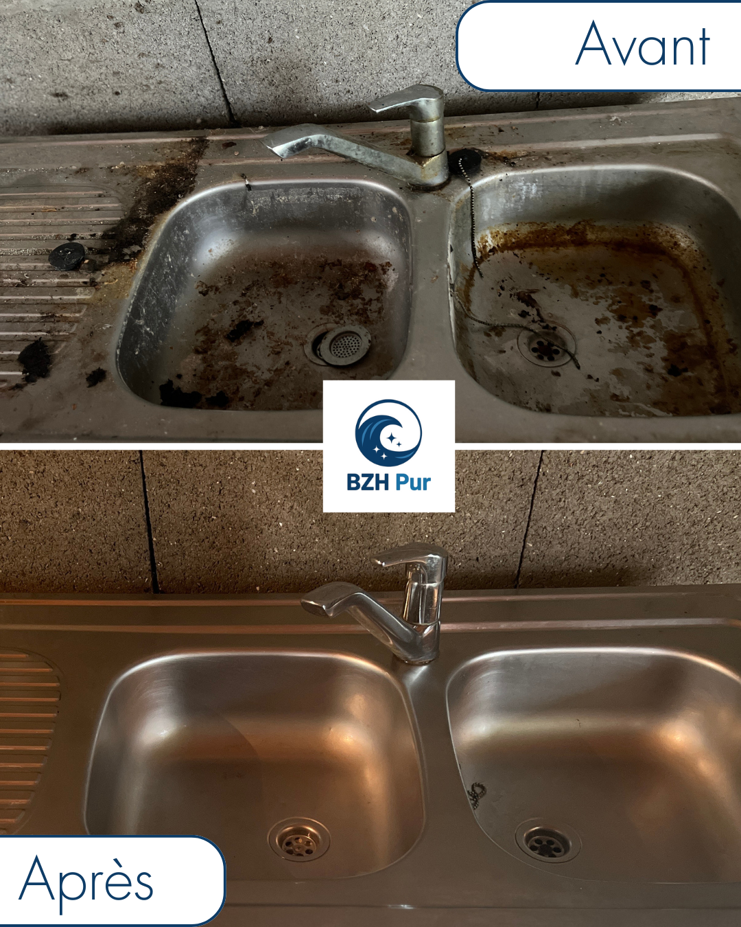 nettoyage évier avant après bzh pur debarras et nettoyage